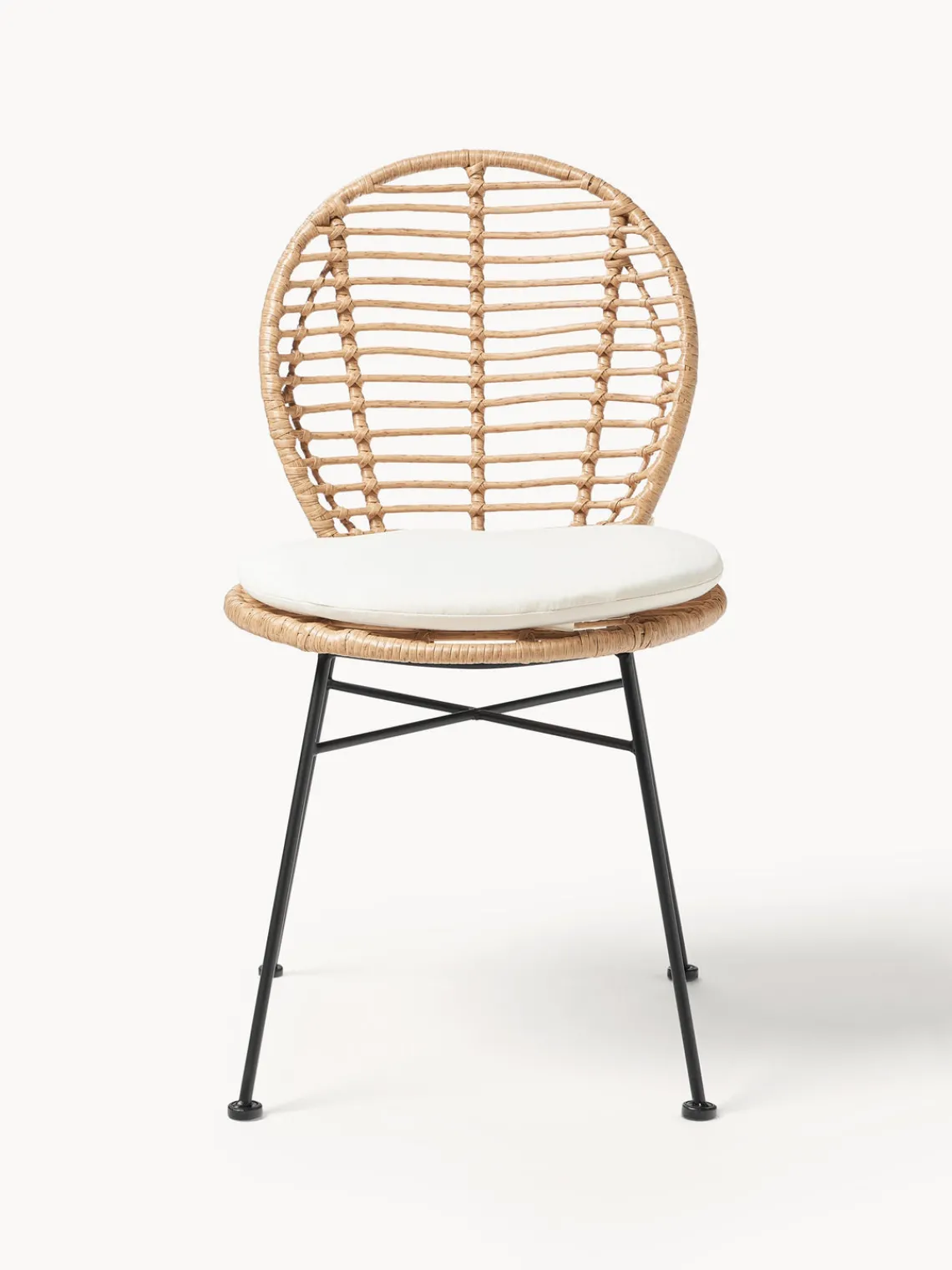 Westwing Collection Sillas de ratán con cojín Cordula, 2 uds.^ Sillas