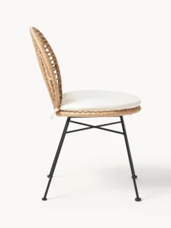 Westwing Collection Sillas de ratán con cojín Cordula, 2 uds.^ Sillas