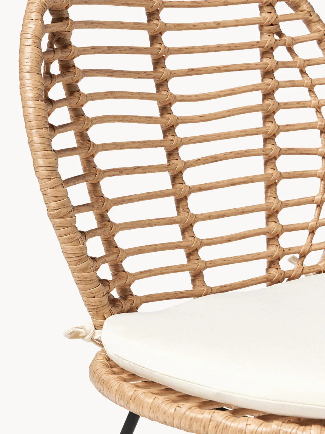 Westwing Collection Sillas de ratán con cojín Cordula, 2 uds.^ Sillas