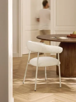 Westwing Collection Sillas tapizadas en tejido bouclé Thiago, 2 uds.