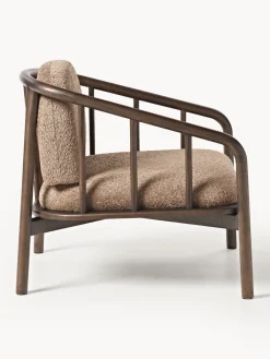 Westwing Collection Sillón de madera de fresno con tapizado de borreguillo Balin^ Sillones Pequeños|Sillones