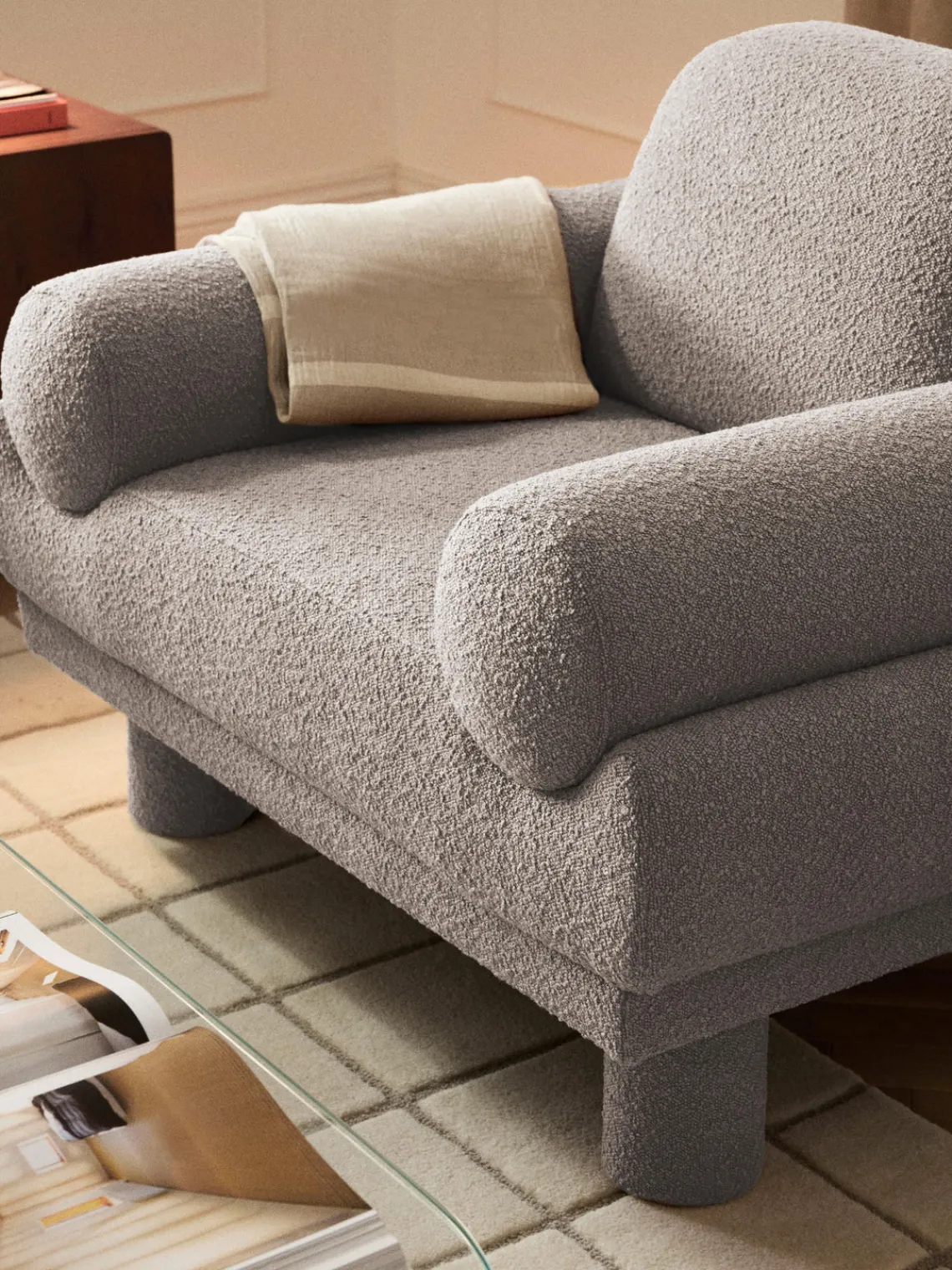 Westwing Collection Sillón en tejido bouclé Lilo