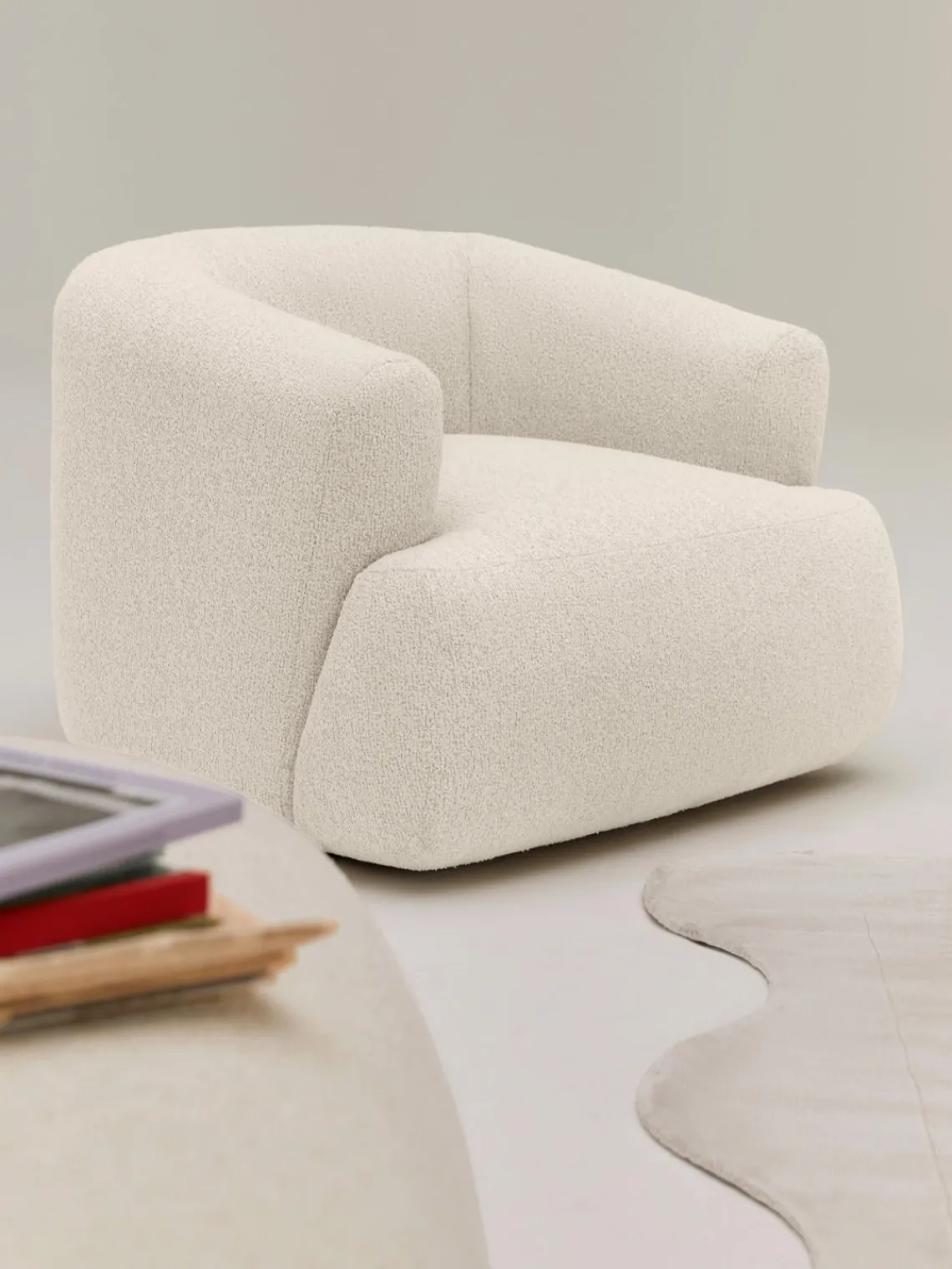 Westwing Collection Sillón en tejido bouclé Sofia