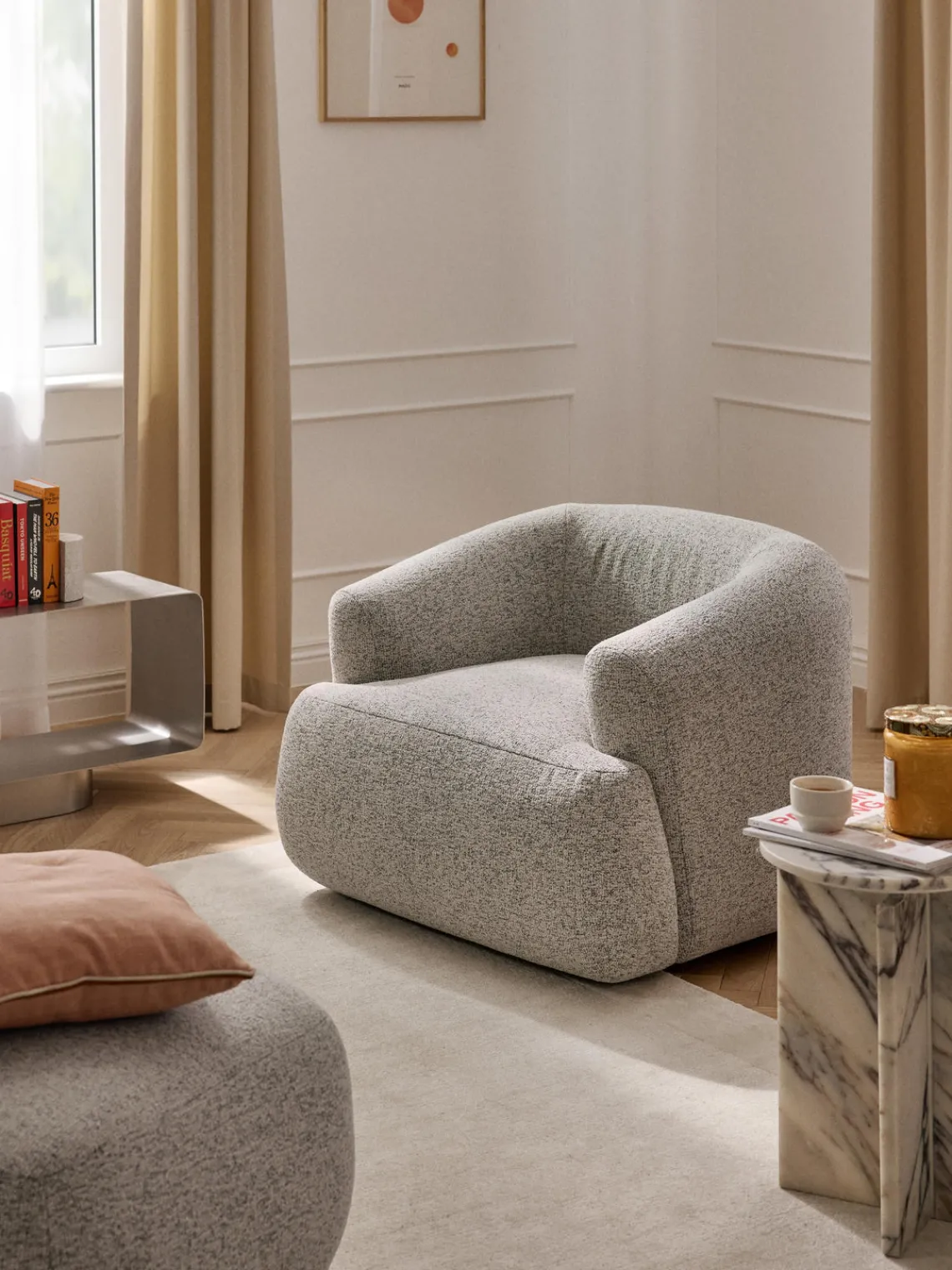 Westwing Collection Sillón en tejido bouclé Sofia