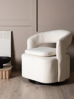 Venture Design Sillón giratorio en tejido bouclé Laurel