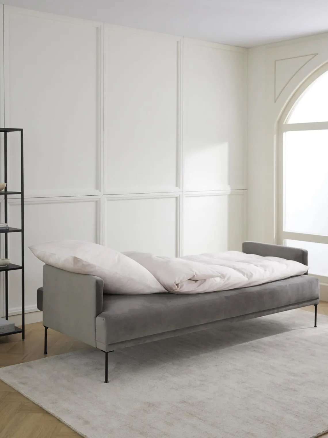 Westwing Collection Sofá cama de terciopelo Fluente (3 plazas)^ Sofás Cama|Sofás