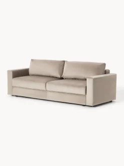 Westwing Collection Sofá cama de terciopelo Tasha (3 plazas), con espacio de almacenamiento
