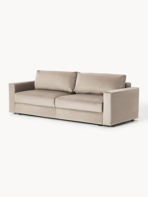 Westwing Collection Sofá cama de terciopelo Tasha (3 plazas), con espacio de almacenamiento