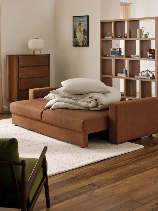 Westwing Collection Sofá cama en tejido bouclé Tasha (3 plazas), con espacio de almacenamiento^ Sofás Cama|Sofás