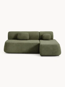 Westwing Collection Sofá cama rinconera de borreguillo con espacio de almacenamiento Pao