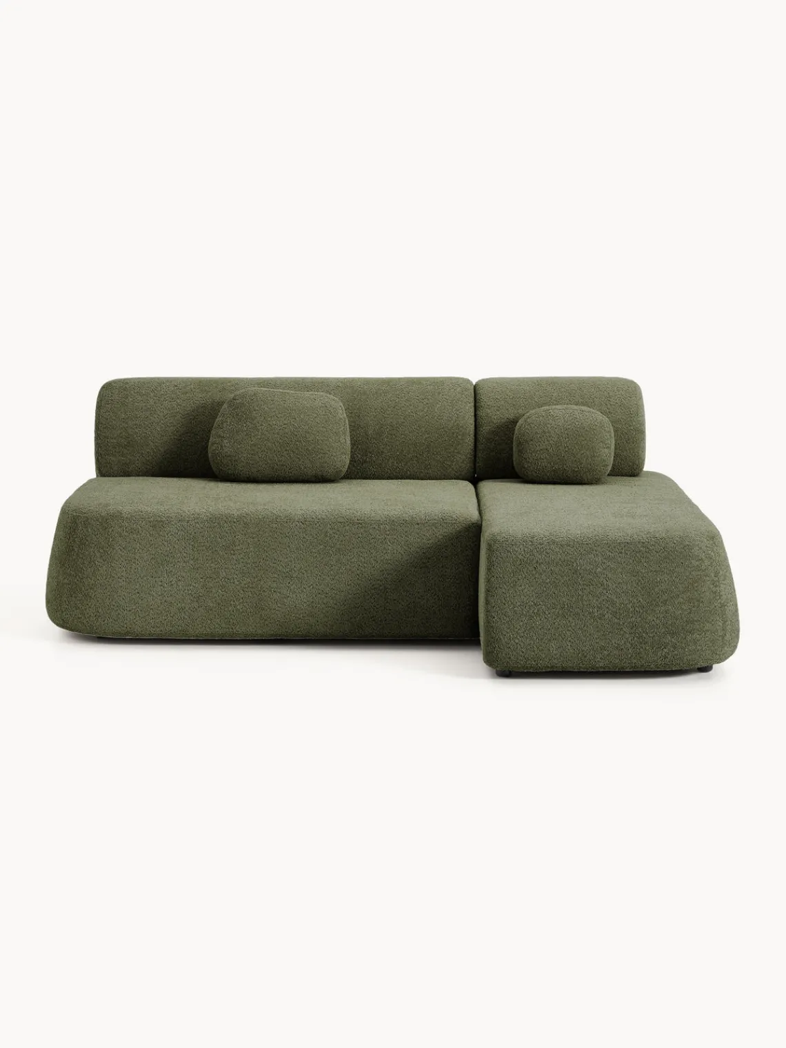 Westwing Collection Sofá cama rinconera de borreguillo con espacio de almacenamiento Pao