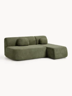 Westwing Collection Sofá cama rinconera de borreguillo con espacio de almacenamiento Pao