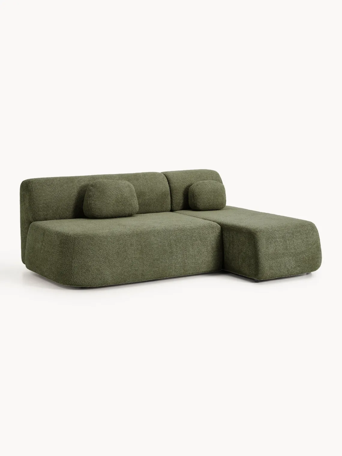 Westwing Collection Sofá cama rinconera de borreguillo con espacio de almacenamiento Pao