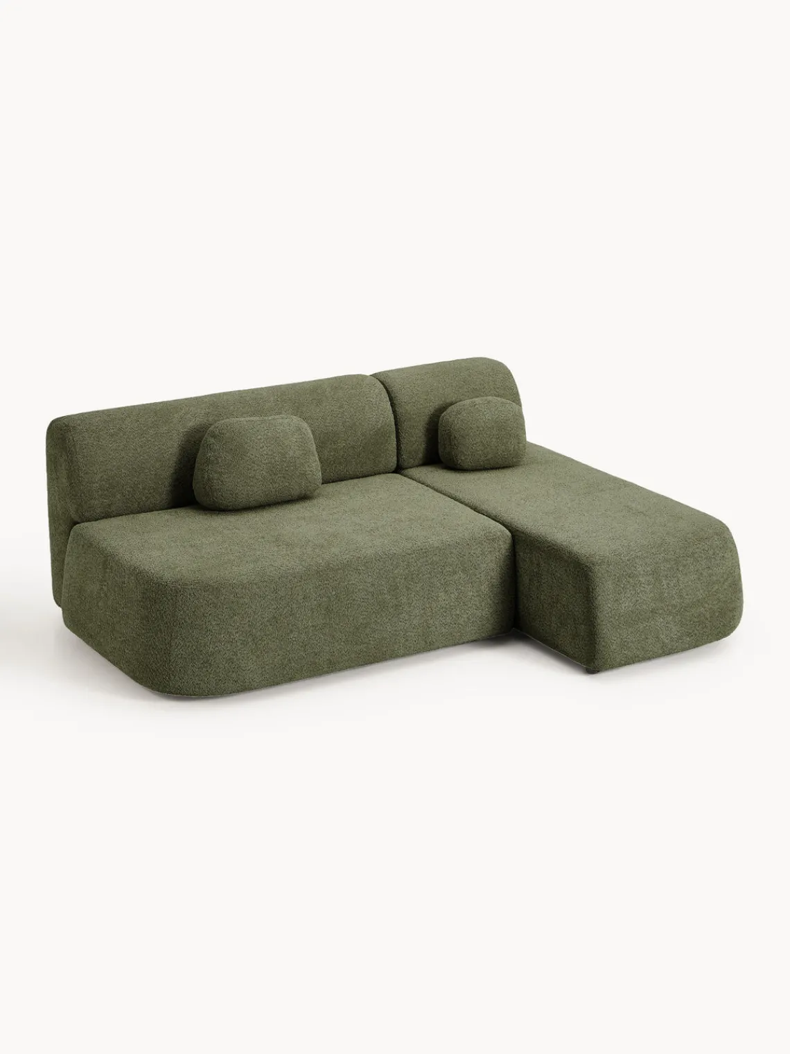 Westwing Collection Sofá cama rinconera de borreguillo con espacio de almacenamiento Pao