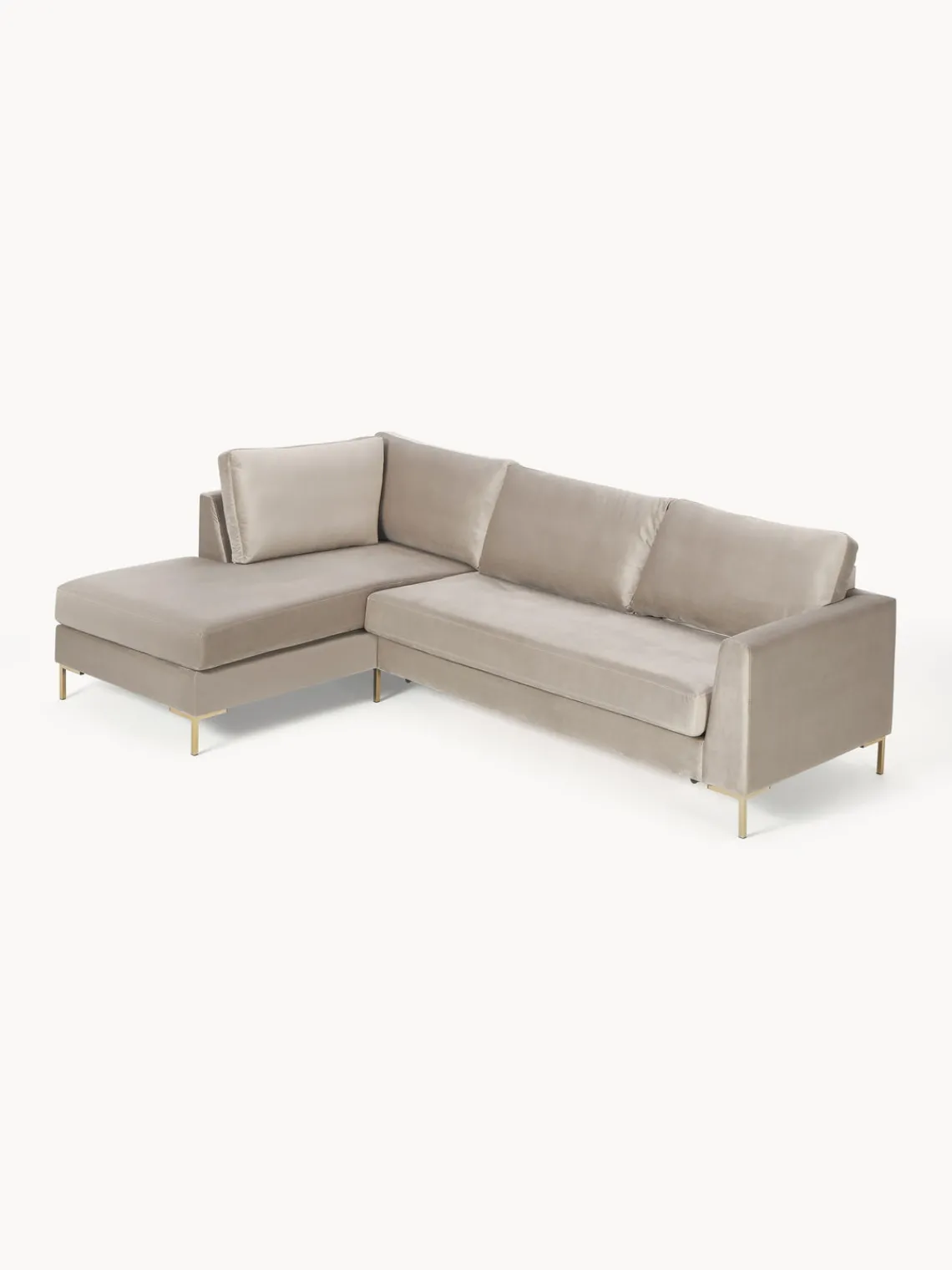 Westwing Collection Sofá cama rinconera de terciopelo con colchón Luna (3 plazas)