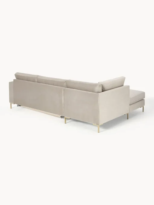 Westwing Collection Sofá cama rinconera de terciopelo con colchón Luna (3 plazas)