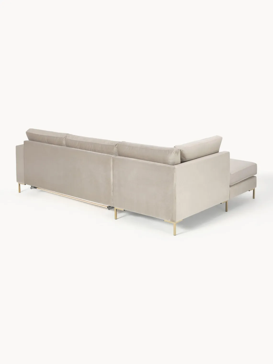 Westwing Collection Sofá cama rinconera de terciopelo con colchón Luna (3 plazas)