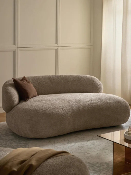 Westwing Collection Sofá de borreguillo bouclé Alba (2 plazas)