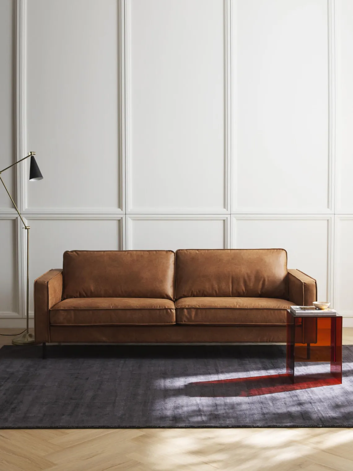 Westwing Collection Sofá de cuero reciclado Hunter (3 plazas)