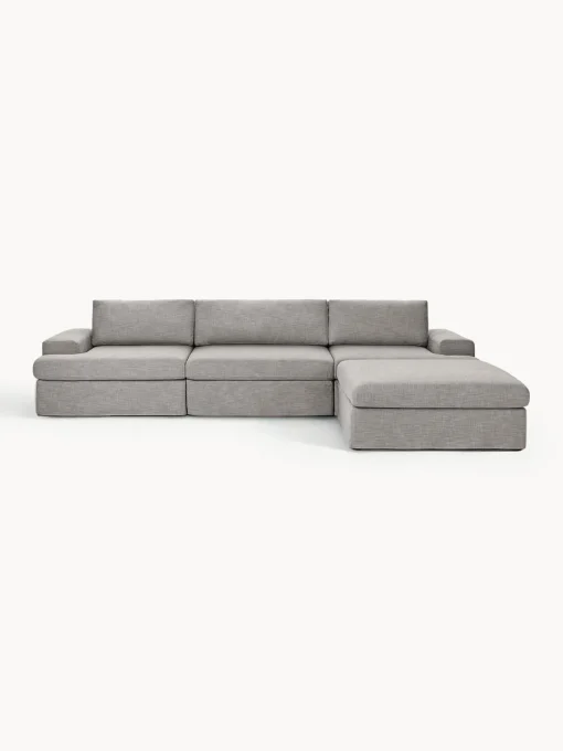 Westwing Collection Sofá modular con reposapiés izquierdo/derecho Russell (4 plazas), desenfundable