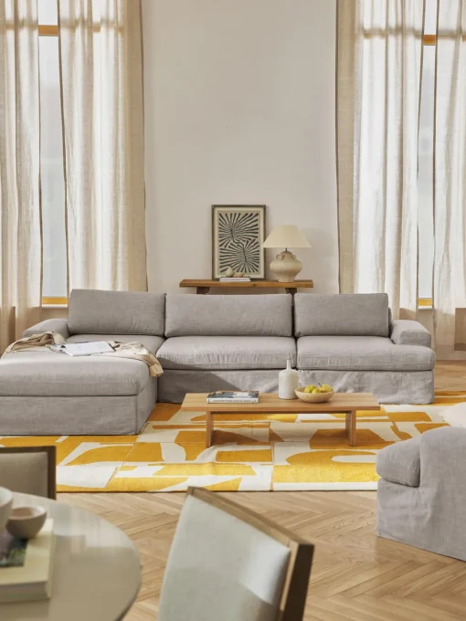 Westwing Collection Sofá modular con reposapiés izquierdo/derecho Russell (4 plazas), desenfundable