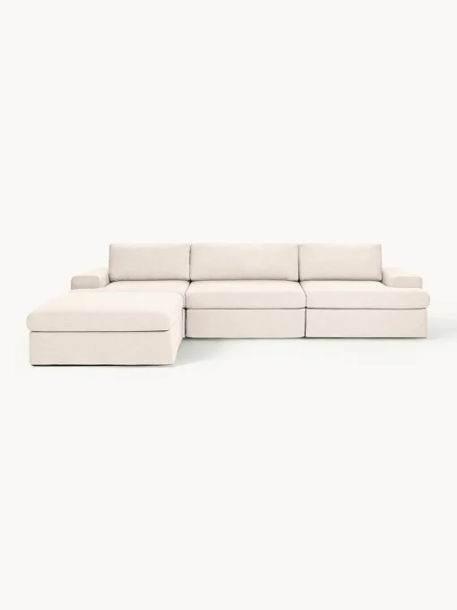 Westwing Collection Sofá modular con reposapiés izquierdo/derecho Russell (4 plazas), desenfundable