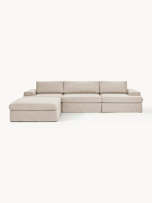 Westwing Collection Sofá modular con reposapiés izquierdo/derecho Russell (4 plazas), desenfundable