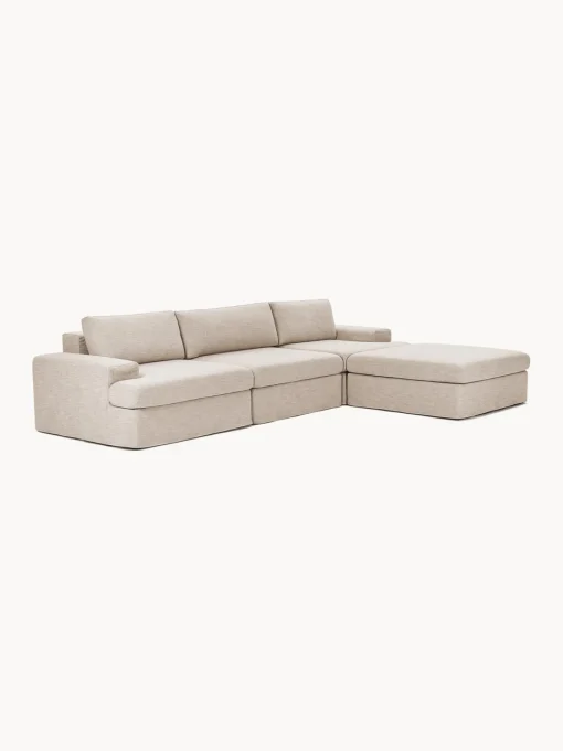 Westwing Collection Sofá modular con reposapiés izquierdo/derecho Russell (4 plazas), desenfundable