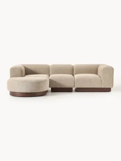 Westwing Collection Sofá modular con reposapiés de borreguillo bouclé Natalie (3 plazas)