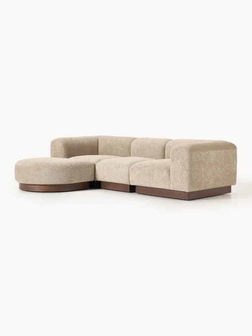 Westwing Collection Sofá modular con reposapiés de borreguillo bouclé Natalie (3 plazas)
