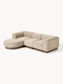 Westwing Collection Sofá modular con reposapiés de borreguillo bouclé Natalie (3 plazas)