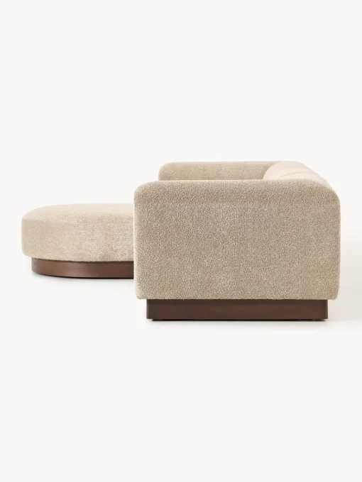 Westwing Collection Sofá modular con reposapiés de borreguillo bouclé Natalie (3 plazas)