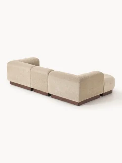 Westwing Collection Sofá modular con reposapiés de borreguillo bouclé Natalie (3 plazas)