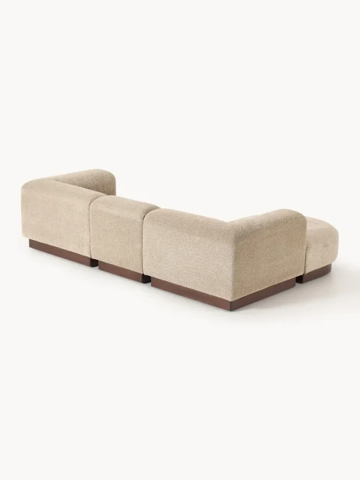 Westwing Collection Sofá modular con reposapiés de borreguillo bouclé Natalie (3 plazas)