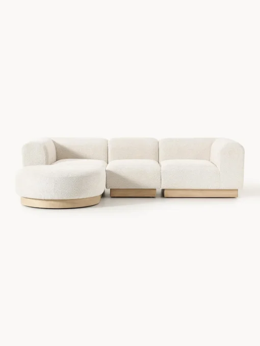 Westwing Collection Sofá modular con reposapiés de borreguillo bouclé Natalie (3 plazas)