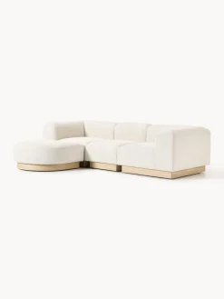 Westwing Collection Sofá modular con reposapiés de borreguillo bouclé Natalie (3 plazas)