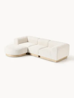 Westwing Collection Sofá modular con reposapiés de borreguillo bouclé Natalie (3 plazas)