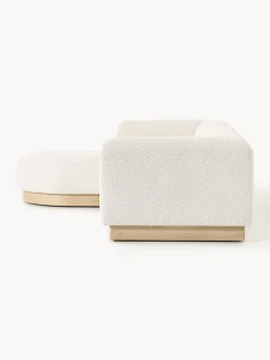 Westwing Collection Sofá modular con reposapiés de borreguillo bouclé Natalie (3 plazas)