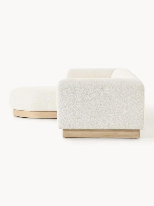 Westwing Collection Sofá modular con reposapiés de borreguillo bouclé Natalie (3 plazas)
