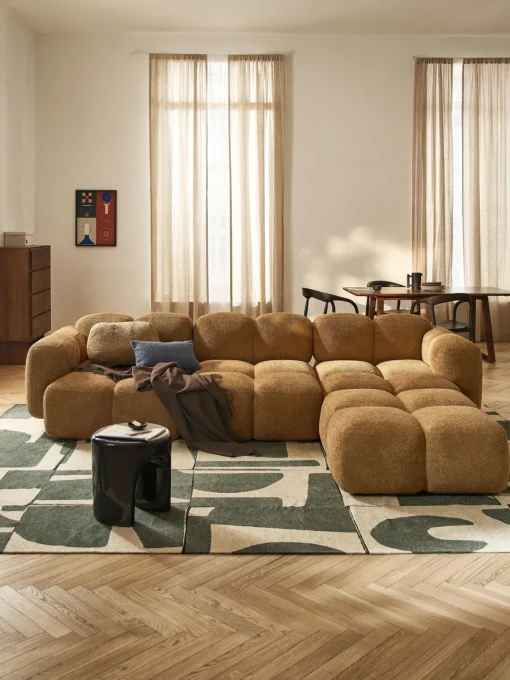 Westwing Collection Sofá modular de borreguillo bouclé con reposapiés izquierdo/derecho Tayla (4 plazas)^ Sofás Rinconeras|Sofás