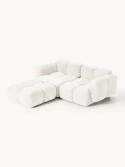 Westwing Collection Sofá modular de borreguillo bouclé con reposapiés Tayla (3 plazas)