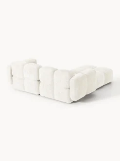 Westwing Collection Sofá modular de borreguillo bouclé con reposapiés Tayla (3 plazas)