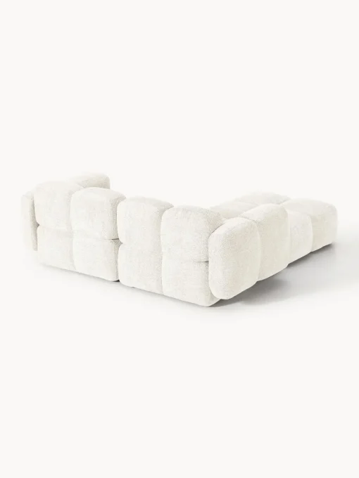 Westwing Collection Sofá modular de borreguillo bouclé con reposapiés Tayla (3 plazas)