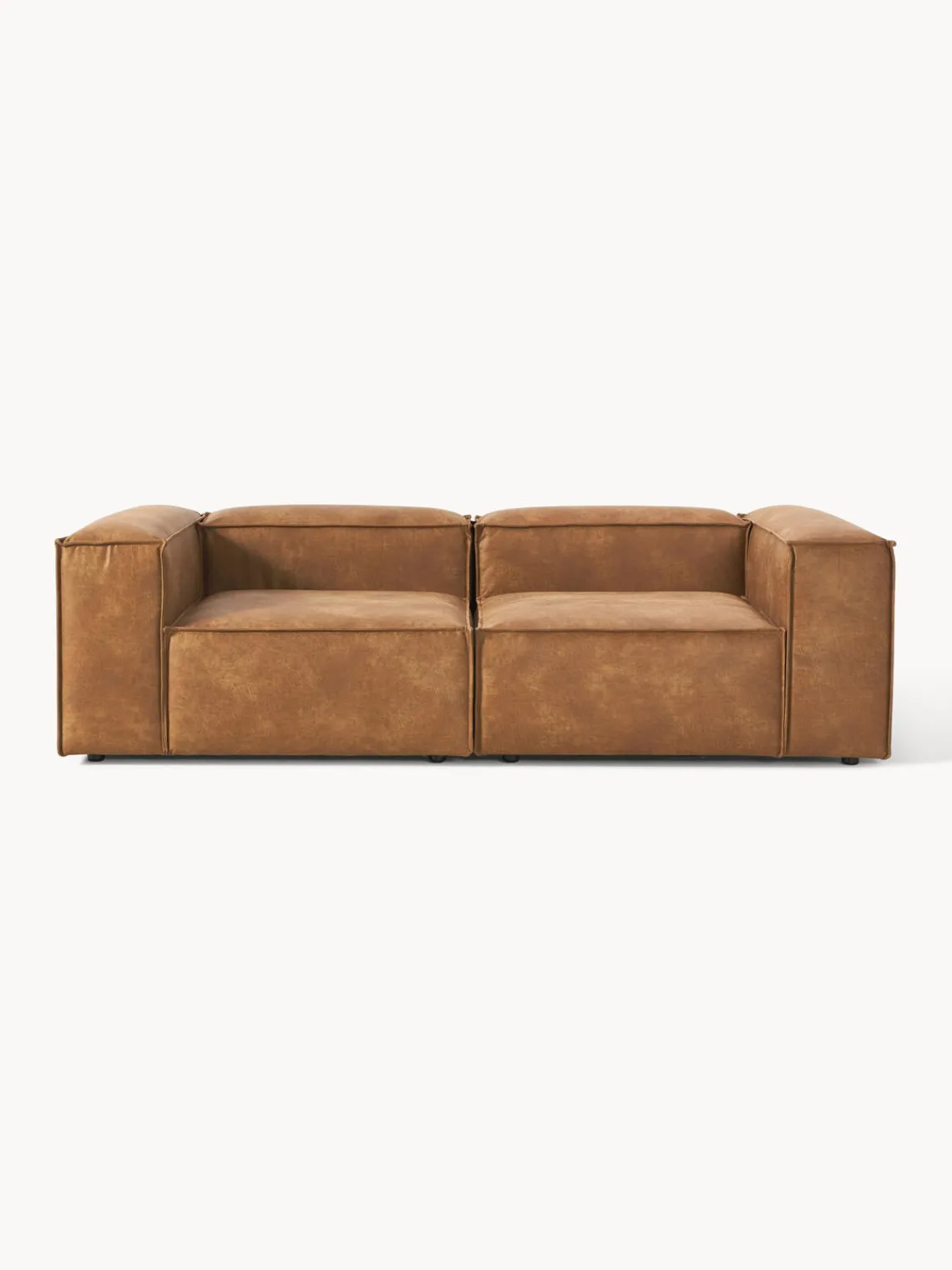 Westwing Collection Sofá modular de cuero reciclado Lennon (3 plazas)