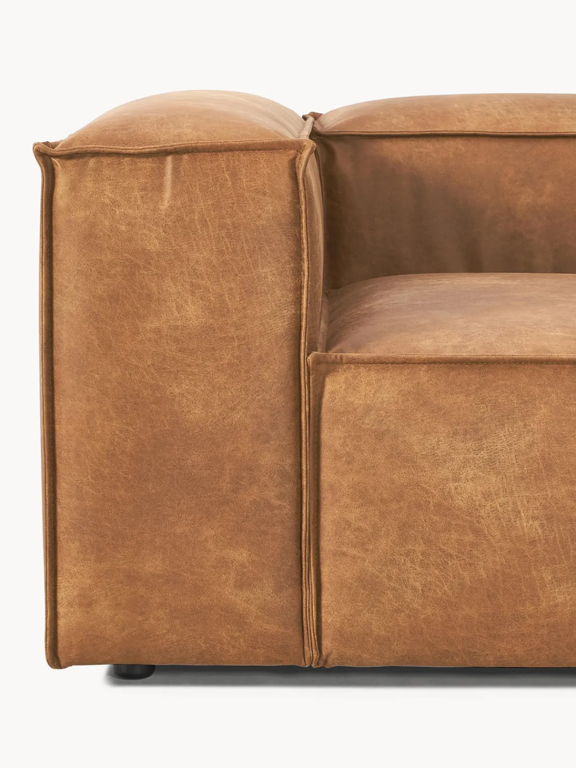 Westwing Collection Sofá modular de cuero reciclado Lennon (3 plazas)