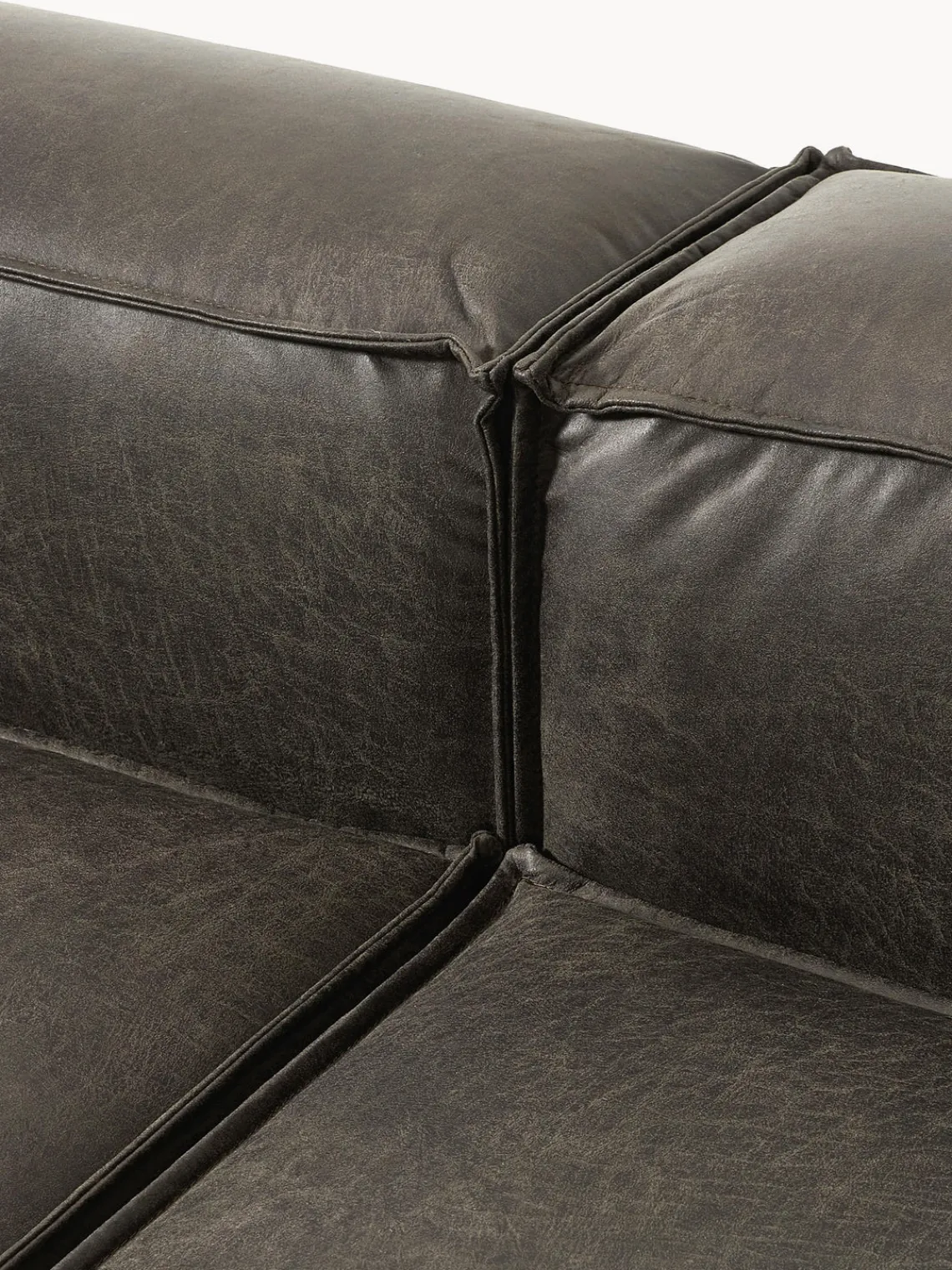 Westwing Collection Sofá modular de cuero reciclado Lennon (3 plazas)