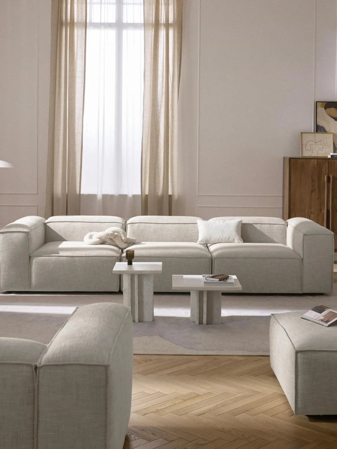 Westwing Collection Sofá modular de mezcla de lino Lennon (4 plazas)^ Sofás 4 Plazas