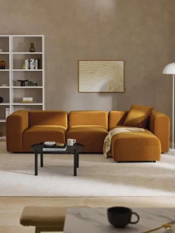 Westwing Collection Sofá modular de terciopelo con reposapiés izquierdo/derecho Lena (4 plazas)^ Sofás Rinconeras|Sofás
