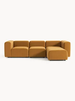 Westwing Collection Sofá modular de terciopelo con reposapiés izquierdo/derecho Lena (4 plazas)^ Sofás Rinconeras|Sofás