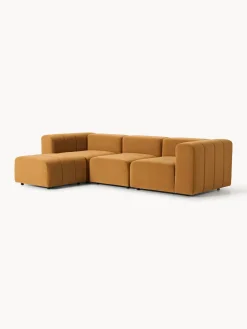 Westwing Collection Sofá modular de terciopelo con reposapiés izquierdo/derecho Lena (4 plazas)^ Sofás Rinconeras|Sofás